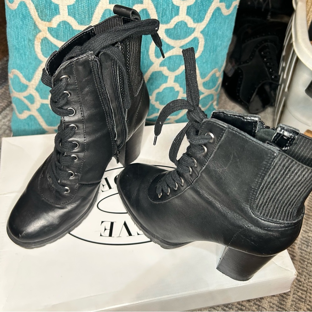 Steve Madden Black Lace Up Ankle Boots